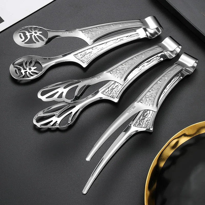 Axyaa Stainless Steel Double-Sided Food Clip - Kitchen Essential for Cooking and Grilling