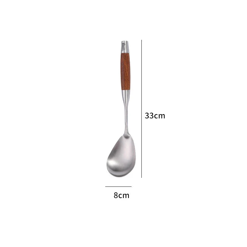 Axyaa Stainless Steel Wooden Handle Kitchen Utensils Set