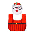 Axyaa Christmas Bathroom Set: Santa Claus Snowman Pattern Toilet Cover & Rug