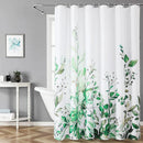 Axyaa Eucalyptus Watercolor Plant Leaves Shower Curtain - Set with Hooks