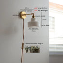Axyaa Glass LED Wall Light Sconce Pull Chain Bedroom Lamp Applique Murale