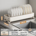 Axyaa Stainless Steel Over Sink Dish Drying Rack with Storage for Bowl, Chopstick, Plate