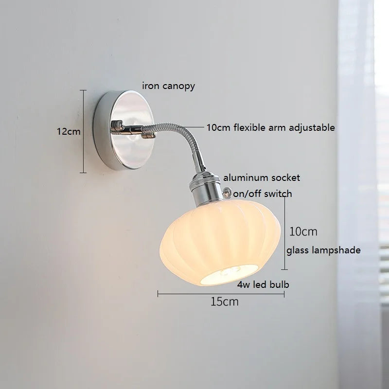 Axyaa Silver Ceramic Wall Sconce LED Lamp for Bedroom and Living Room