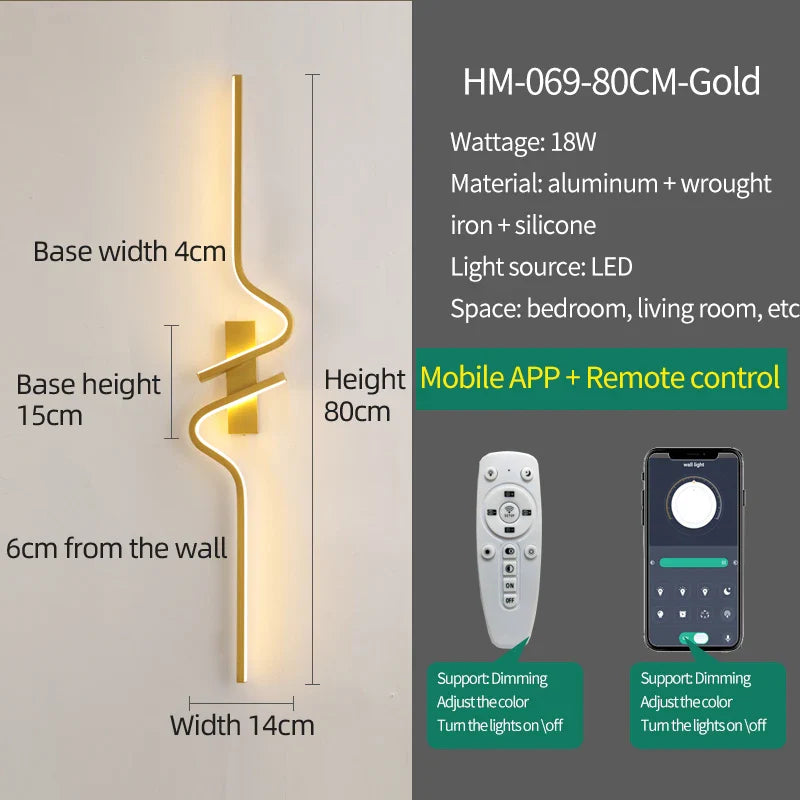 Axyaa Golden LED Wall Lamp for Living Room Bedroom Home Decor
