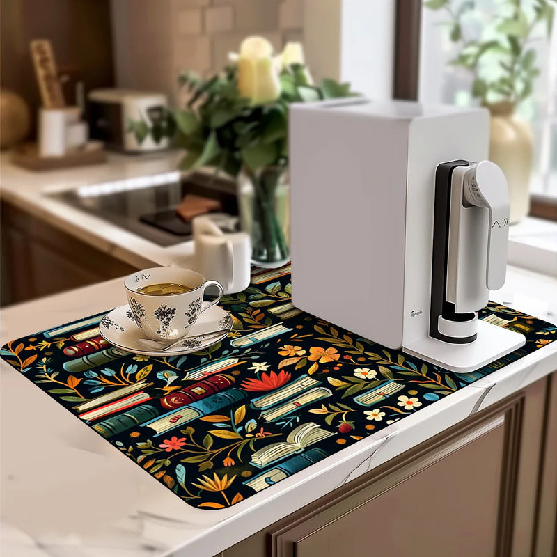 Axyaa Watercolor Drain Pad: Non-slip Dish Drying Mat for Kitchen Counters