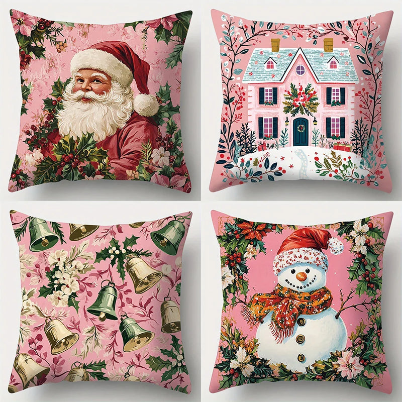 Axyaa Christmas Pillowcase: Festive Santa Claus Snowman Cover for Living Room and Sofa