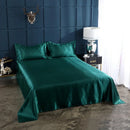 Axyaa Silky Satin Queen Bed Sheet Set Luxury Solid High End Rayon Sheets
