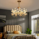 Axyaa Copper Petal Crystal Chandelier LED Dining Room Minimalist Luxury Artistic Lamp