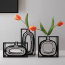 Silver Ceramic Vase Frame for Home Decor by Axyaa