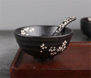 Axya Sakura Noodle Bowl Set I Cute Retro Japanese Ceramic Ramen Soup Dessert Bowl