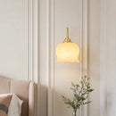 Axyaa Wood Base Gold Brass LED Wall Light Fixture for Living Room Stairway