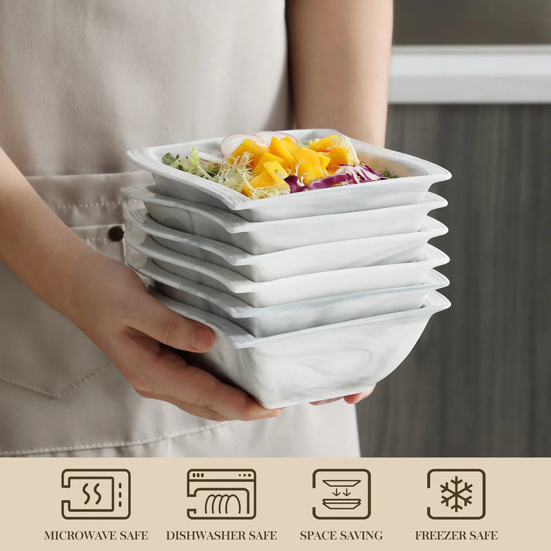 Axya Flora 26-Piece Marble Gray Porcelain Tableware Set for 6