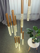Axyaa Modern Gold LED Crystal Stair Chandelier for Large Hallway Loft