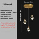 Axyaa Crystal Brass Chandelier for Modern Villa Stair, LED Pendant Lights for Home Decor