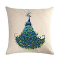 Peacock Linen Cushion Cover 45*45cm by Axyaa