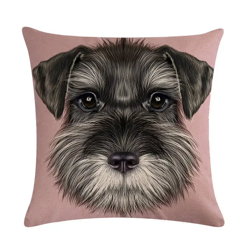 Cartoon Dog Cushion Cover by Axyaa - Linen Pet Pillow for Home Office Sofa Decor