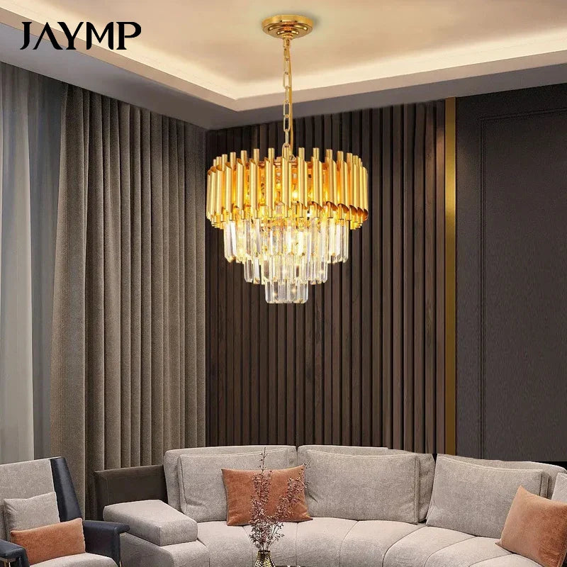 Axyaa Crystal Pendant Chandelier for Modern Luxury Living Room, Villa, Hall, Bedroom, and Dining Area