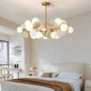 Axyaa Glass LED Designer Chandelier for Living, Dining, and Bedroom - Modern Room Decoration Lighting