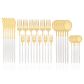 Axyaa 30-Piece White Gold Stainless Steel Cutlery Set
