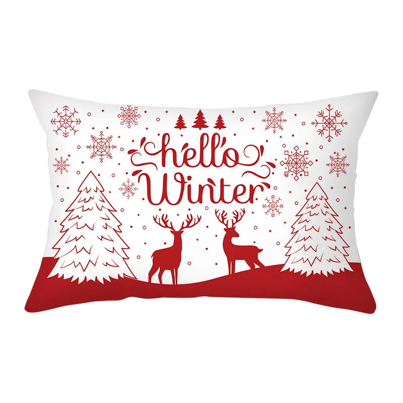 Axyaa Snowman Alphabet Print Pillowcase - Festive Rectangular Cushion Cover