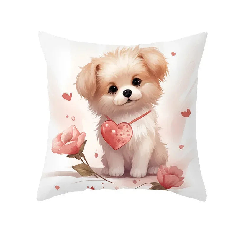 Cute Pet Dog Print Cushion Cover for Sofa by Axyaa