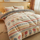 Axyaa Bohemian Floral Comforter: Thick Plush Coral Fleece Quilted Blanket for Autumn/Winter