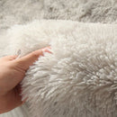Axyaa Shaggy White Fluffy Round Rug, Soft Pink Carpet for Girls Bedroom and Living Room