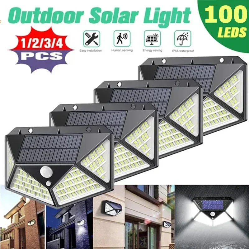 Axyaa 100 LED Solar Wall Lights with PIR Motion Sensor - Outdoor Garden Street Light