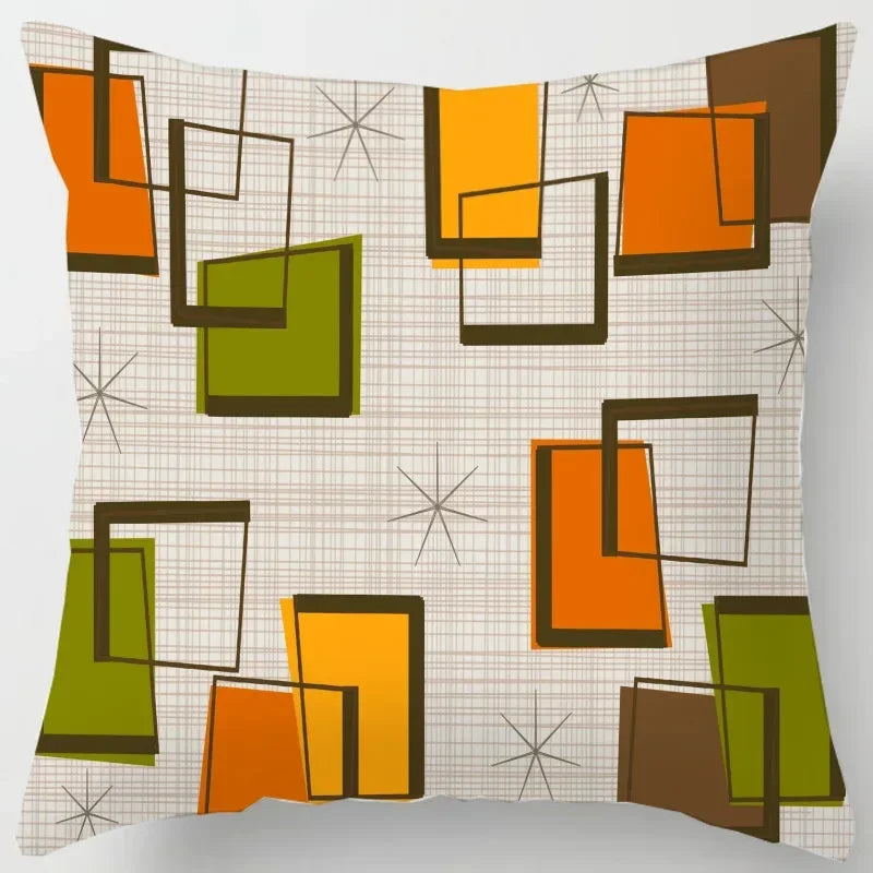 Colorful Blocks Geometric Abstract Pattern Cushion Cover by Axyaa