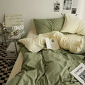 Axyaa Double Washed Cotton Bedding 4pc Set - High Quality Solid Color Premium Bed Linen