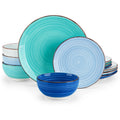 Axyaa Handpainted Ceramic Dinnerware Set with Spirals Pattern