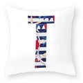 Axyaa Striped Alphabet Decorative Cushion Cover in Blue and White, 45x45cm
