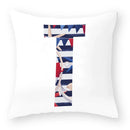 Axyaa Striped Alphabet Decorative Cushion Cover in Blue and White, 45x45cm