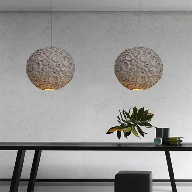 Axyaa Planet Grey Wabi Sabi Chandelier for Living Room, Dining, Coffee Store - Japanese Loft Decor