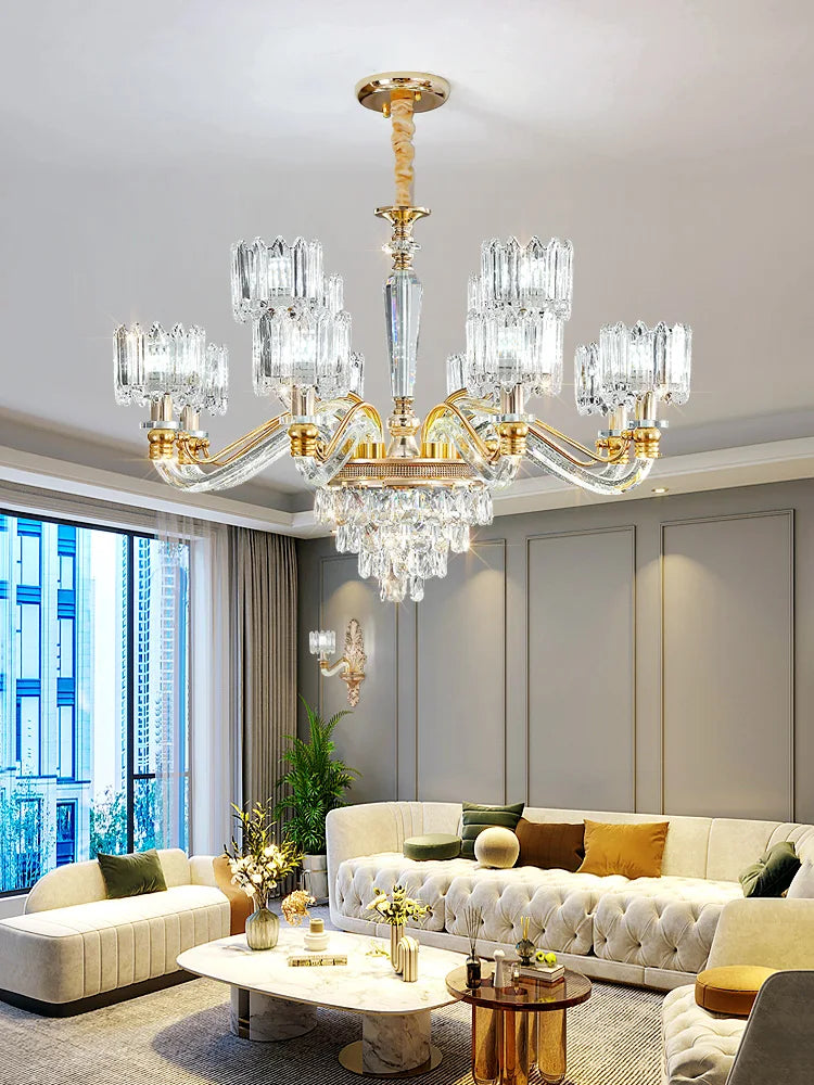 Axyaa Crystal Chandelier for Elegant Living Spaces