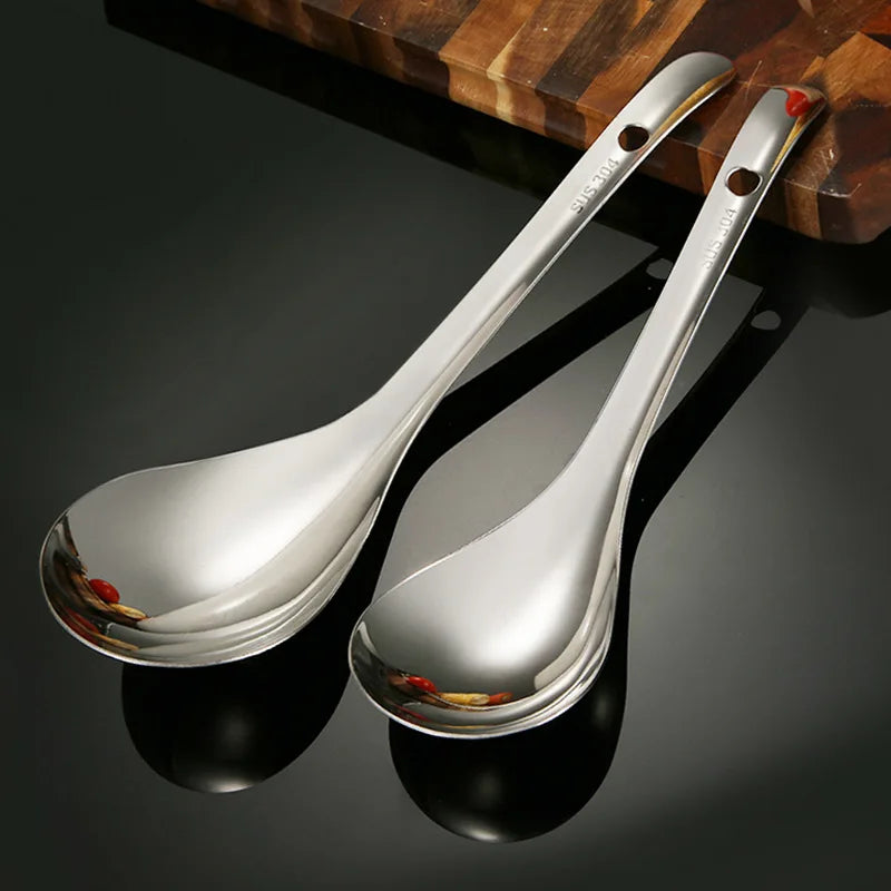 Axyaa Stainless Steel Soup Spoon with Long Handle - Large Capacity Spoons
