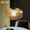 Axyaa Glass Pendant Light: Colorful Amber Green Orange Chandelier for Living Room, E27 Loft Lighting