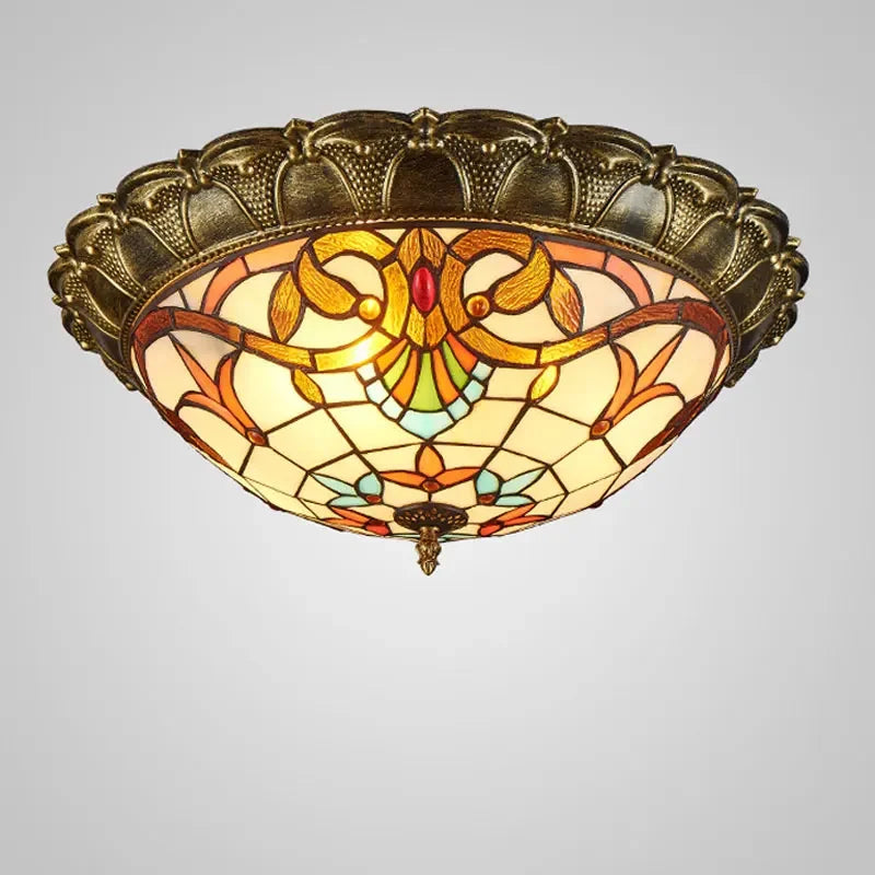 Axya Tiffany Ceiling Lamp: European Retro Style LED Light for Living Room, Bedroom, Corridor