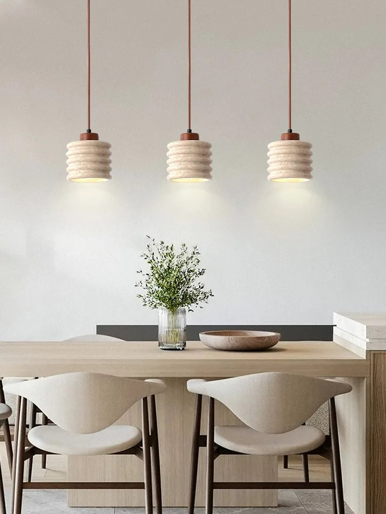 Axya Yellow Cave Stone Chandelier: Cream LED Pendant for Bedroom & Restaurant