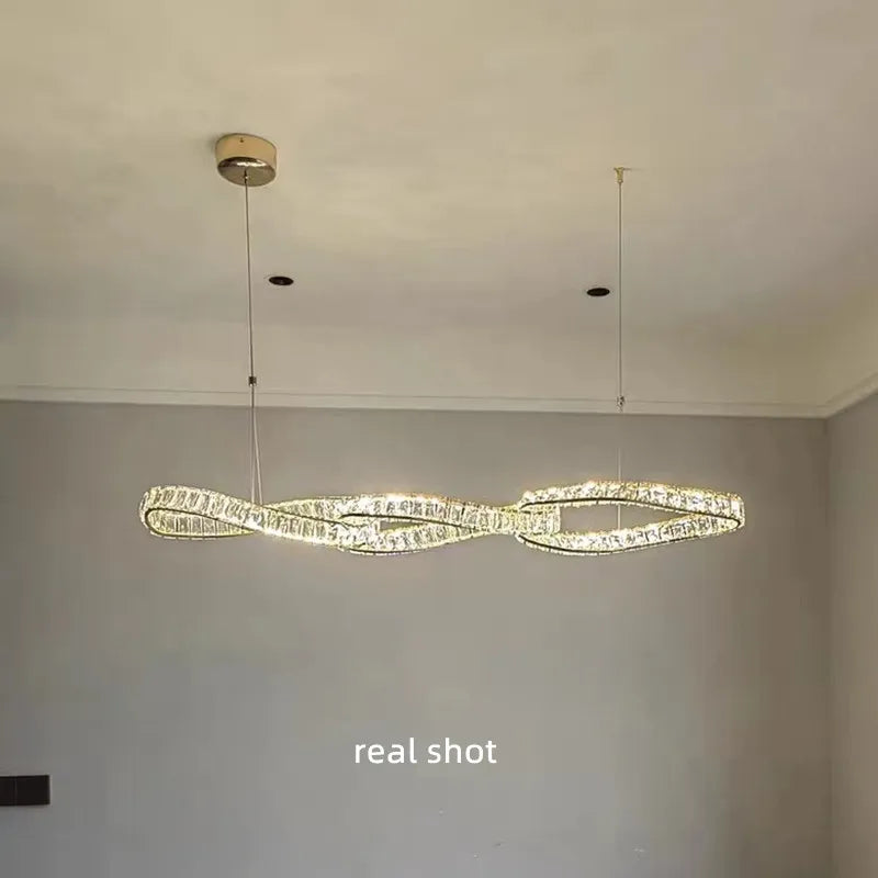 Axyaa Luxury K9 Crystal Pendant Light, Gold Plated Metal, LED Dimmable, Irregular Hanging Lamp