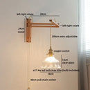 Axyaa Glass Flower LED Wall Lamp with Flexible Arm, Wood Modern Nordic Design