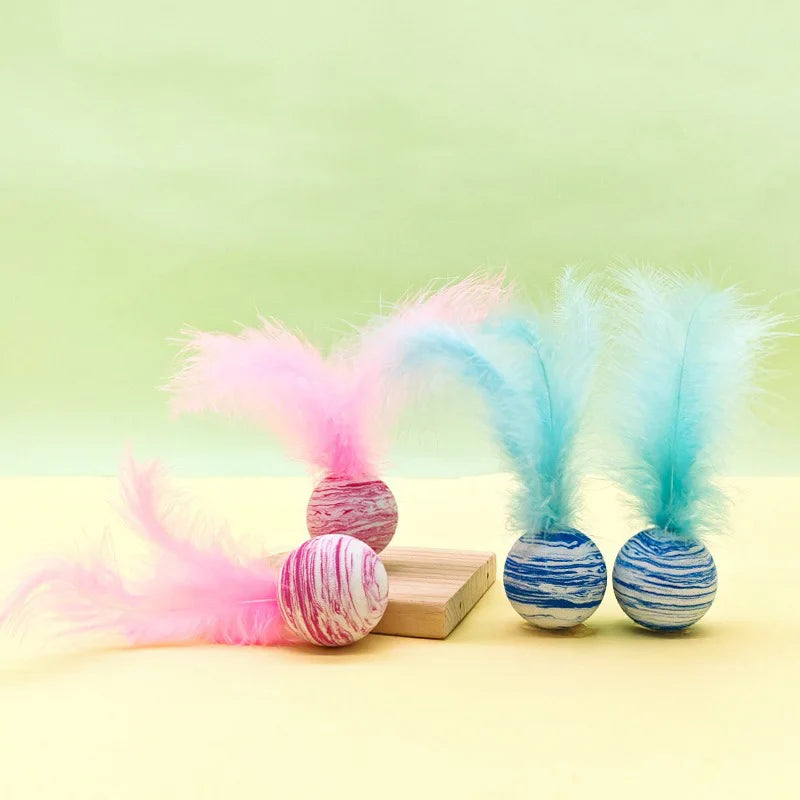 Axyaa Cat Feather Ball Toy Set for Interactive Training and Play