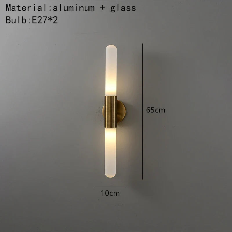 Axyaa White Glass Wall Sconce Gold Metal Lighting E27 110-240V