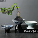 Axyaa Blue & White Porcelain Vase with Artificial Flowers: Modern Desk Decor