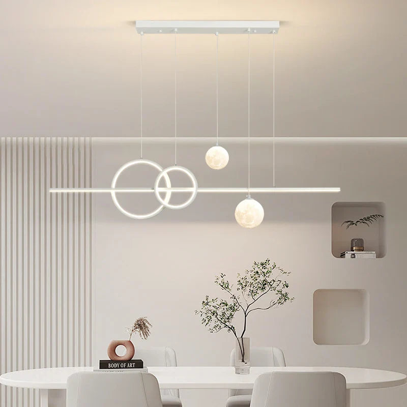Axyaa Nordic Minimalist Dining Table Chandelier - Modern Black & White LED Pendant Lights