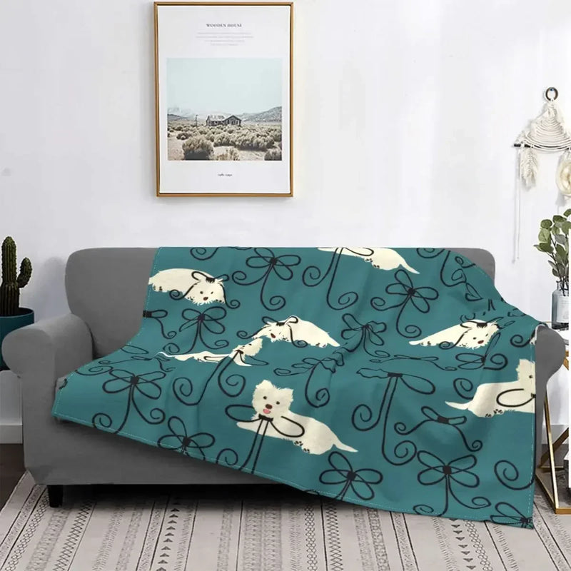 Axyaa Westie Dog Anatomy Flannel Blanket - Cozy Home Sofa Office Travel Throw