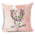 Axyaa Letter Print Pillow Case 45x45 cm Linen Cushion Cover for Home Decor