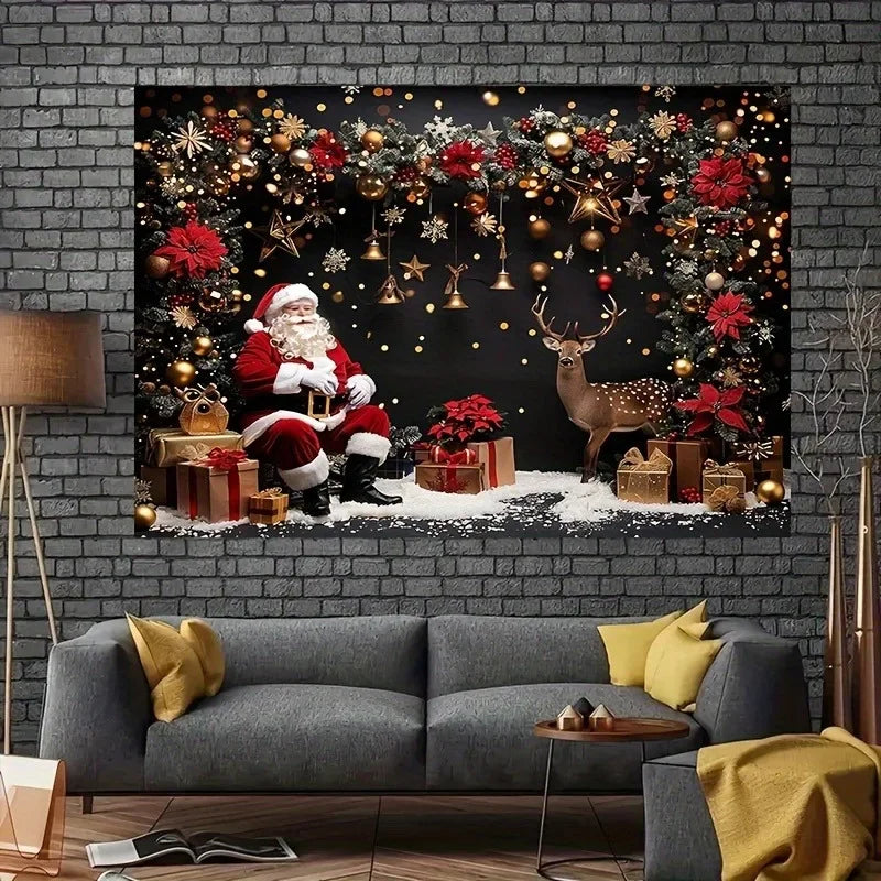 Axyaa Christmas Day Decoration Cloth: Santa Claus, Reindeer, Gift, Hanging, Living Room