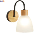 Axyaa Wood Base Glass Wall Lamp Sconce Modern LED Light Fixture