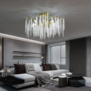 Axyaa Gold Crystal Ceiling Chandelier for Bedroom Living Room Dining Hallway